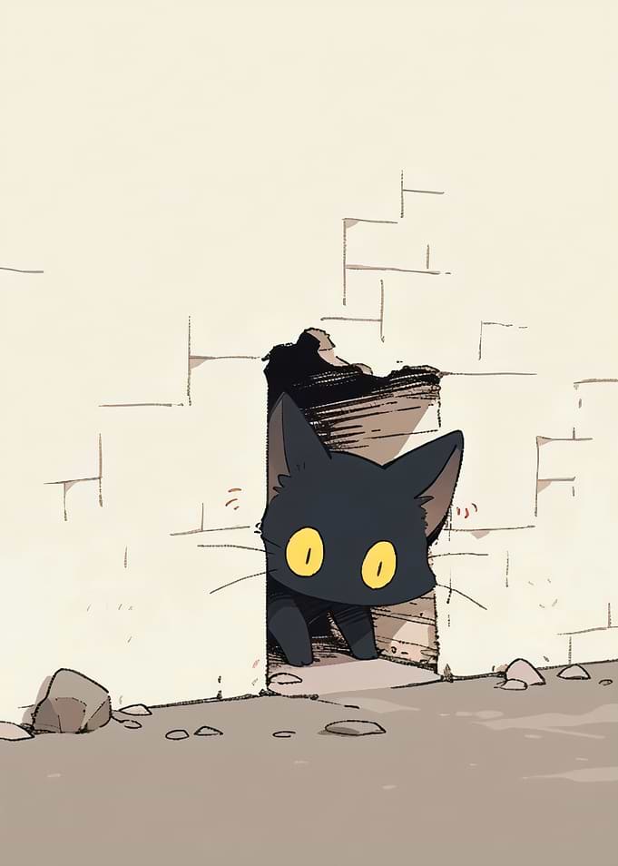 Cute Black Cat Peeking Out