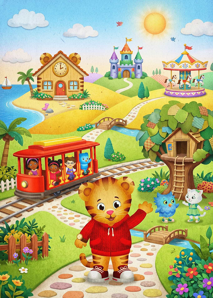 Tiger Village Cute Cartoon Art