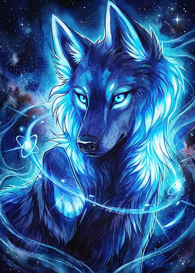 Cosmic Wolf Space Art Poster