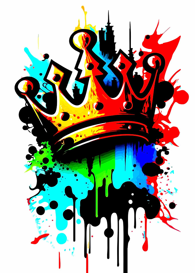 Vibrant Graffiti Style Crown Illustration