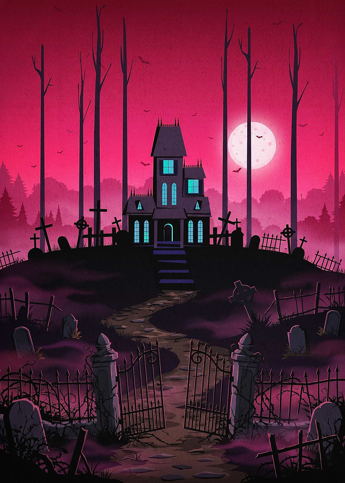 Haunted House Spooky Halloween Art