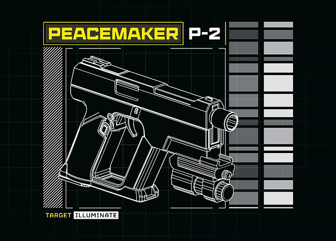 Helldivers II - Peacemaker P-2 Schematic, Grey Scale