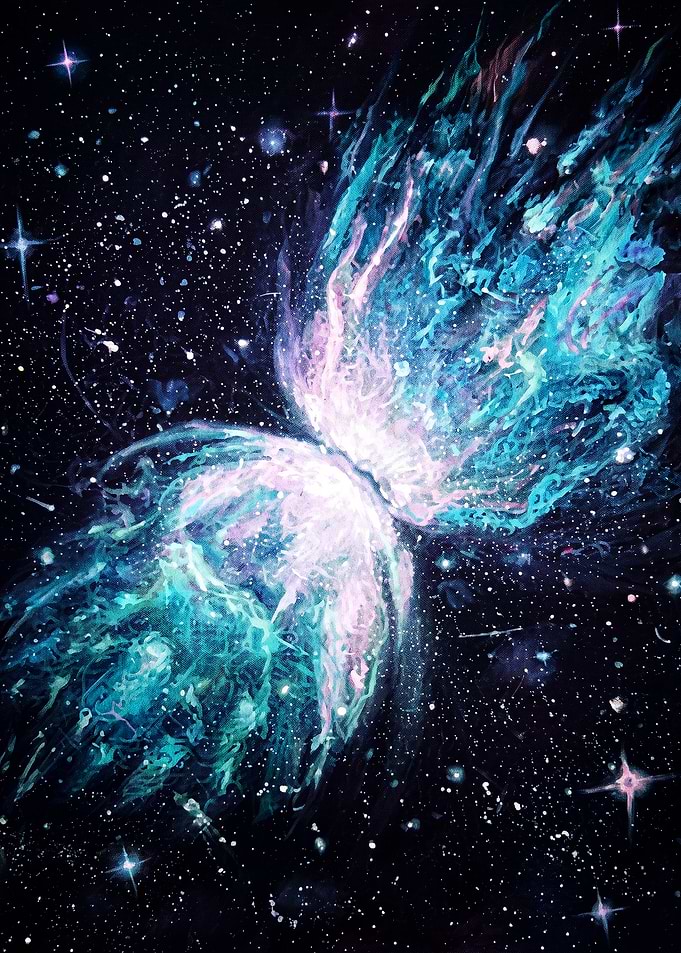 Vibrant Butterfly Nebula Space Art