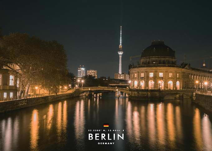 Berlin Night Skyline with TV Tower