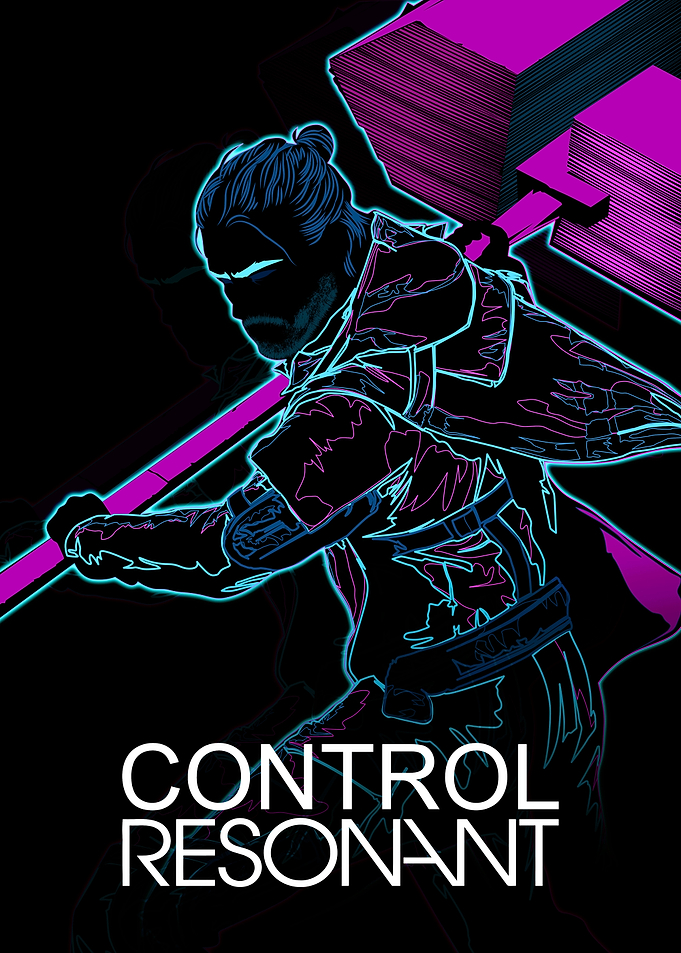 Control Resonant Neon Warrior Poster