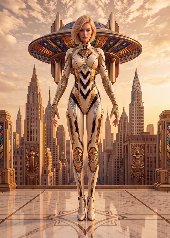 Art Deco Futuristic Heroine