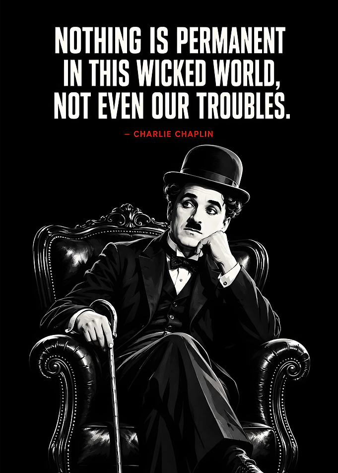 Charlie Chaplin Inspirational Quote Poster
