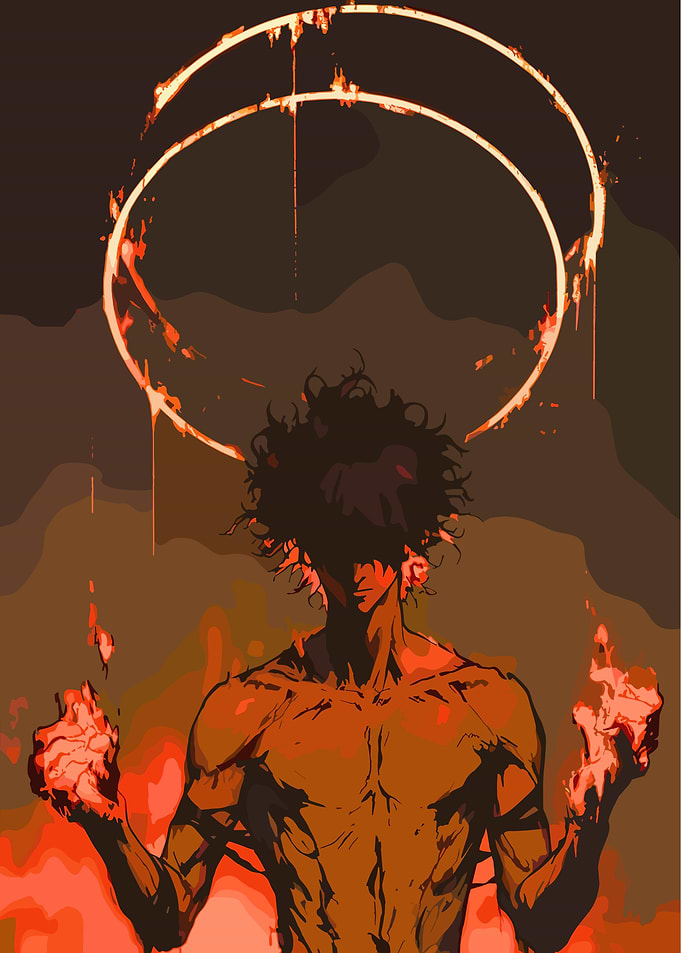 Anime Character with Flaming Halo