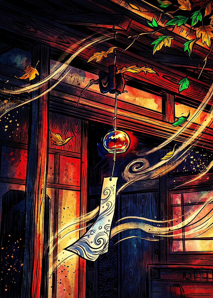 Japanese Wind Chime in Autumn Breeze
