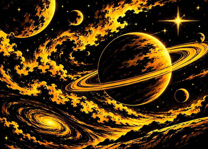 Golden Celestial Space Art