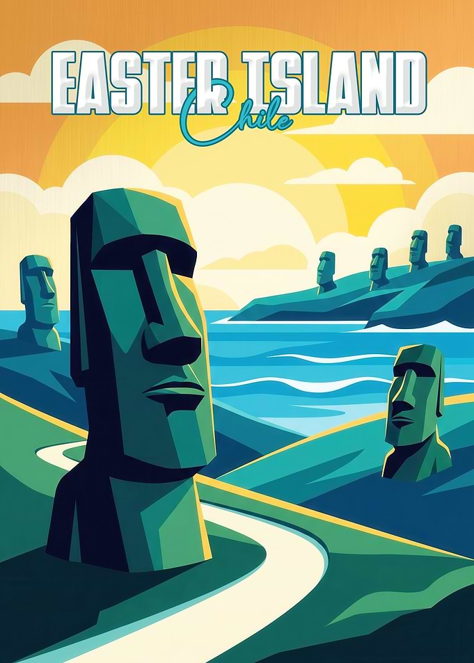 Easter Island Chile Travel Poster