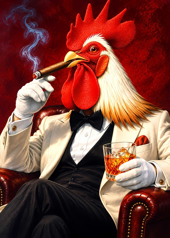 Sophisticated Rooster in Tuxedo