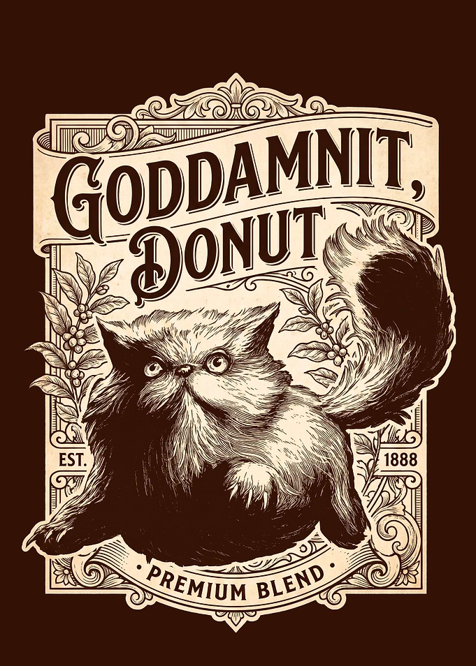 Goddamnit Donut Vintage Cat Poster