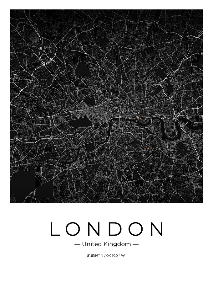 United Kingdom Minimalist London City Map Poster