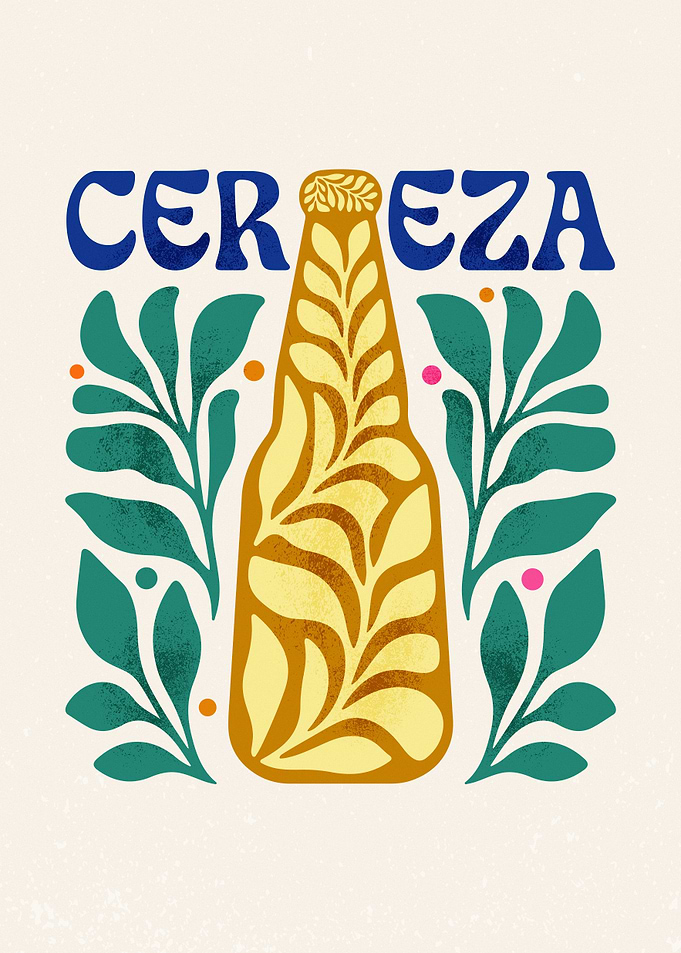 Cerveza Botanical Beer Bottle Art