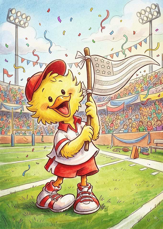Duck Football Mascot Cute Art