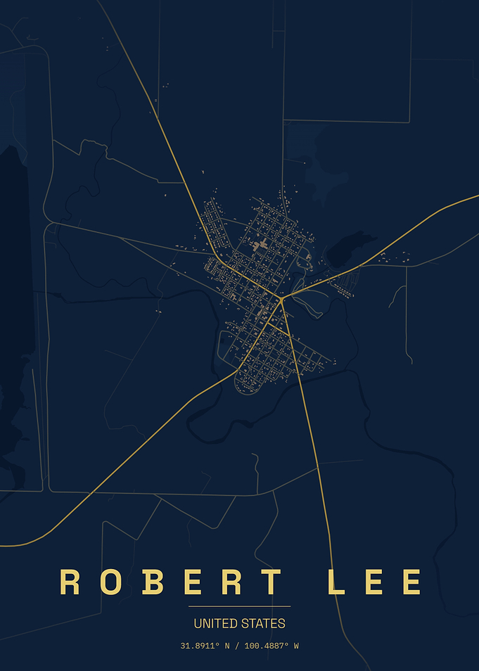 Robert Lee Texas Minimalist Map Print
