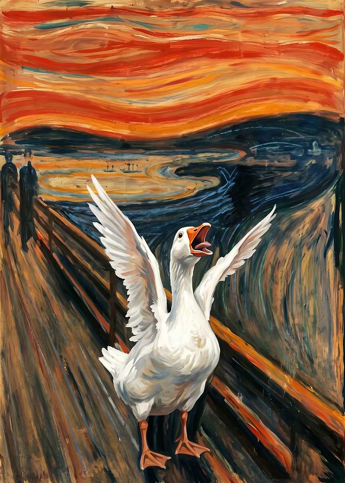 The Scream Goose Parody Painting