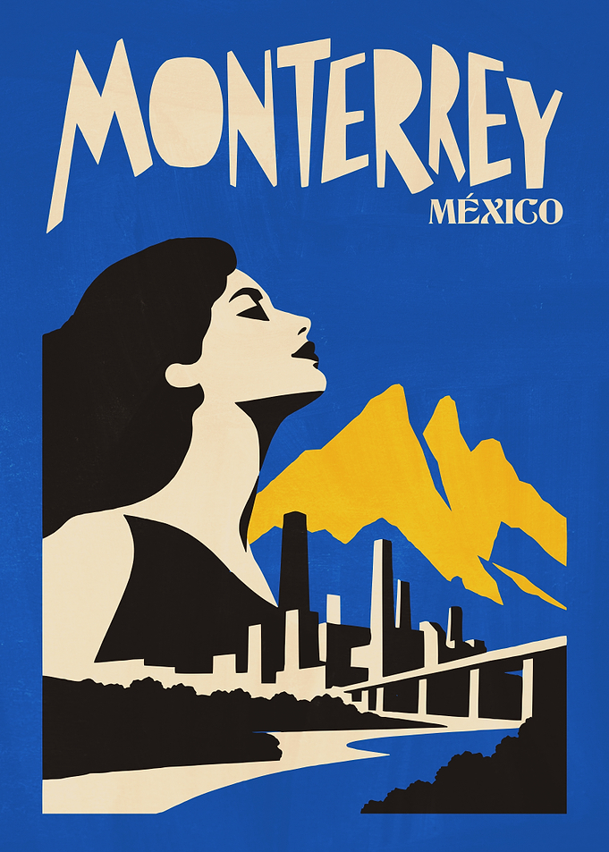 Monterrey Mexico Vintage Travel Poster