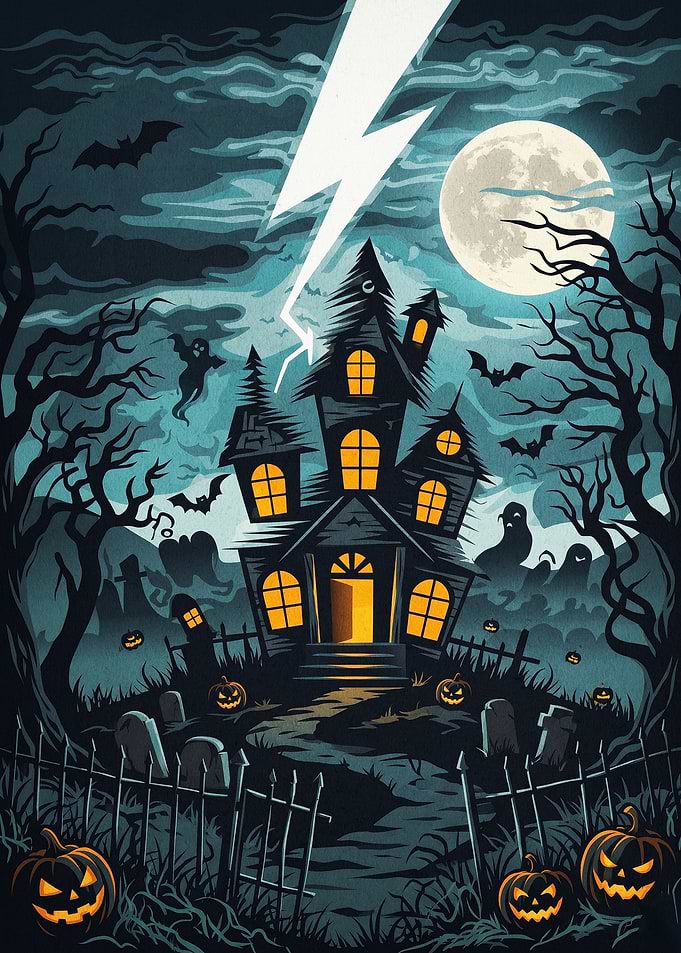 Haunted House Spooky Halloween Art