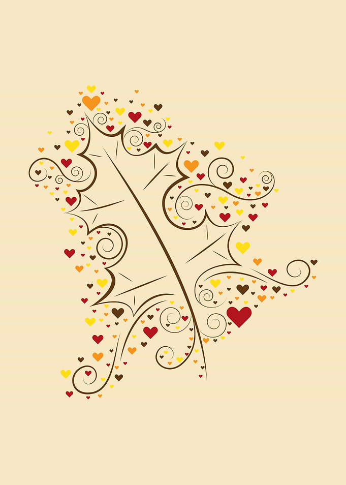 Decorative Autumn Leaf with Hearts