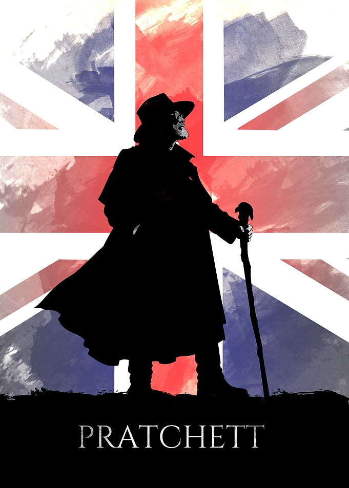 Terry Pratchett Silhouette Poster