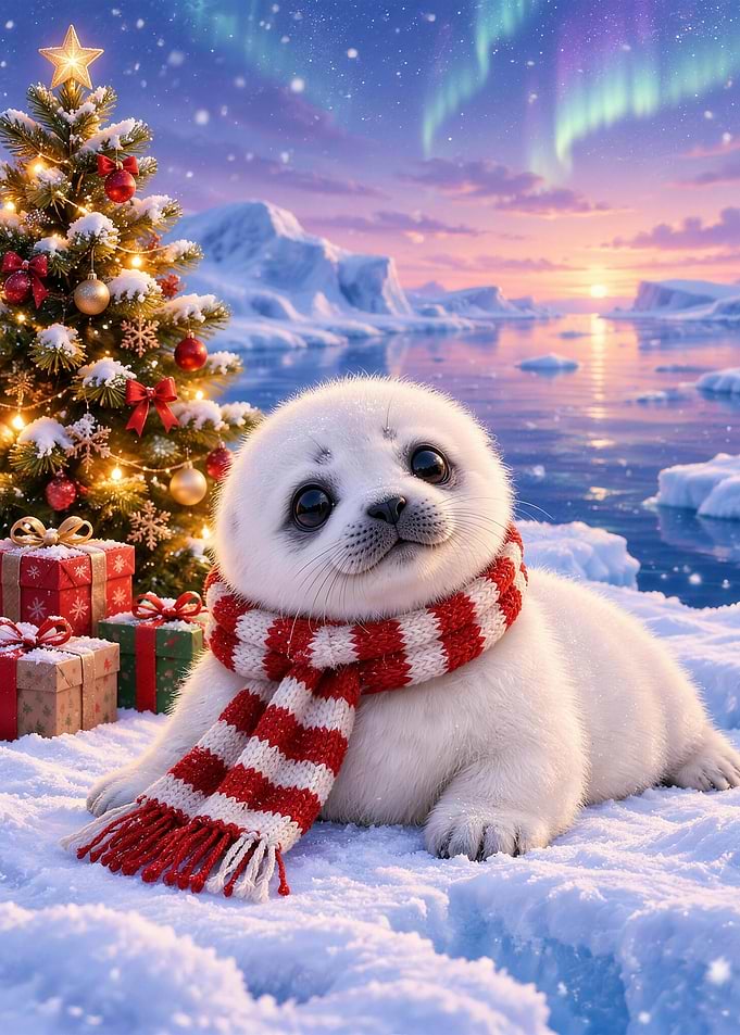 Arctic Christmas Seal Pup