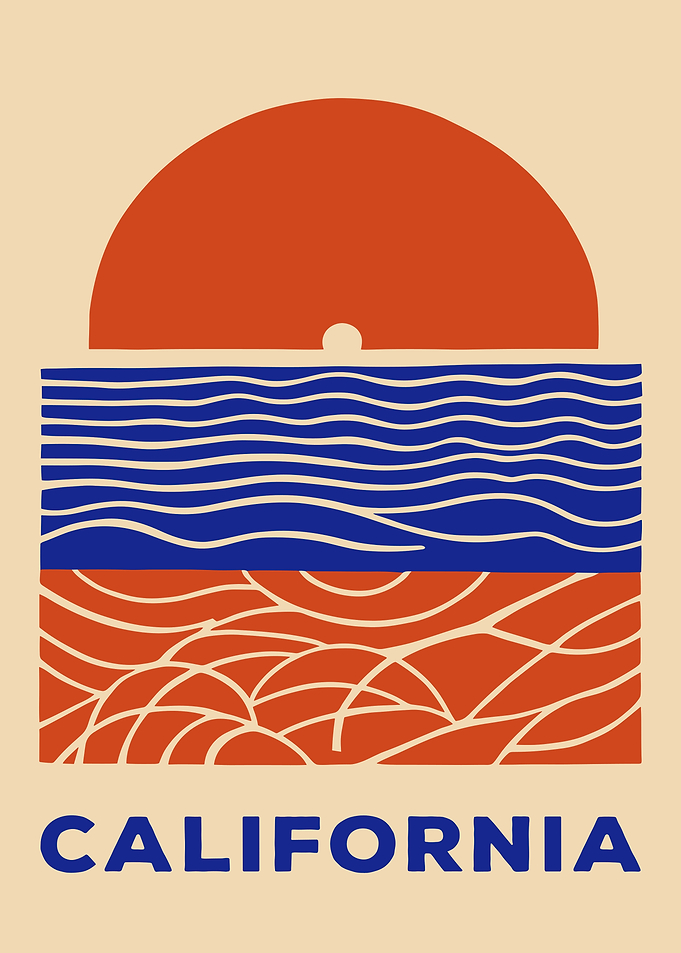 Minimalist California Sunset Beach Poster