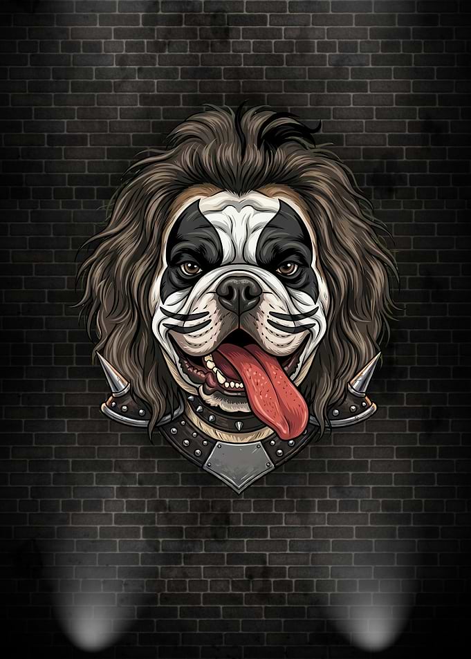 KISS Rock Band Bulldog Portrait