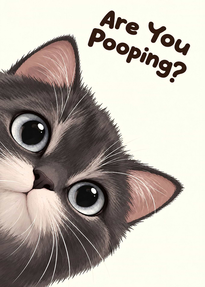 Funny Cat Peeking Are You Pooping