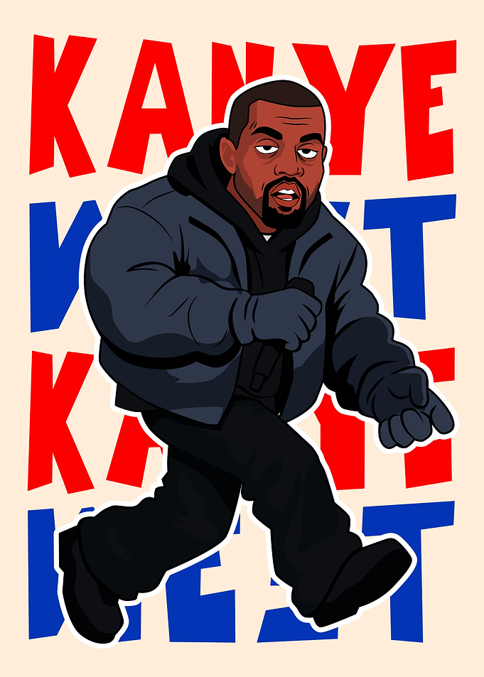 Kanye West Cartoon Style Illustration