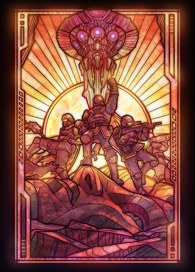 Helldivers II - Stained Glass Last Stand, Crimson Sunburst