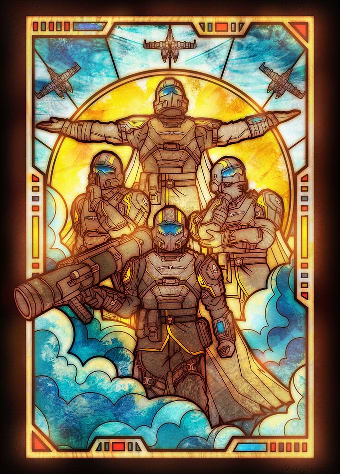 Helldivers II - Stained Glass Squad in Golden Light