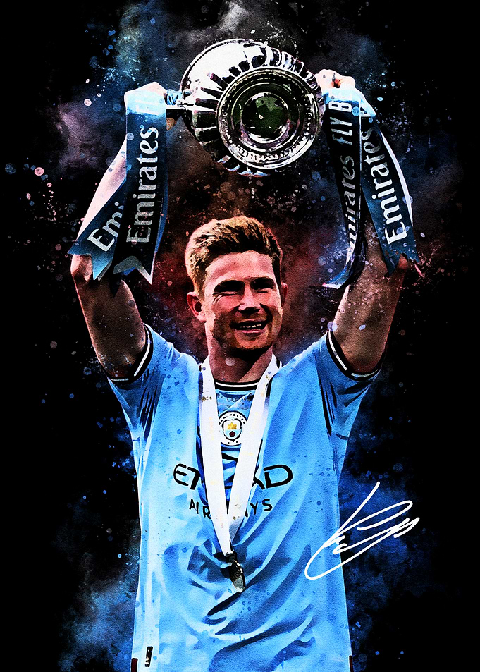 Kevin De Bruyne Lifting Trophy Art
