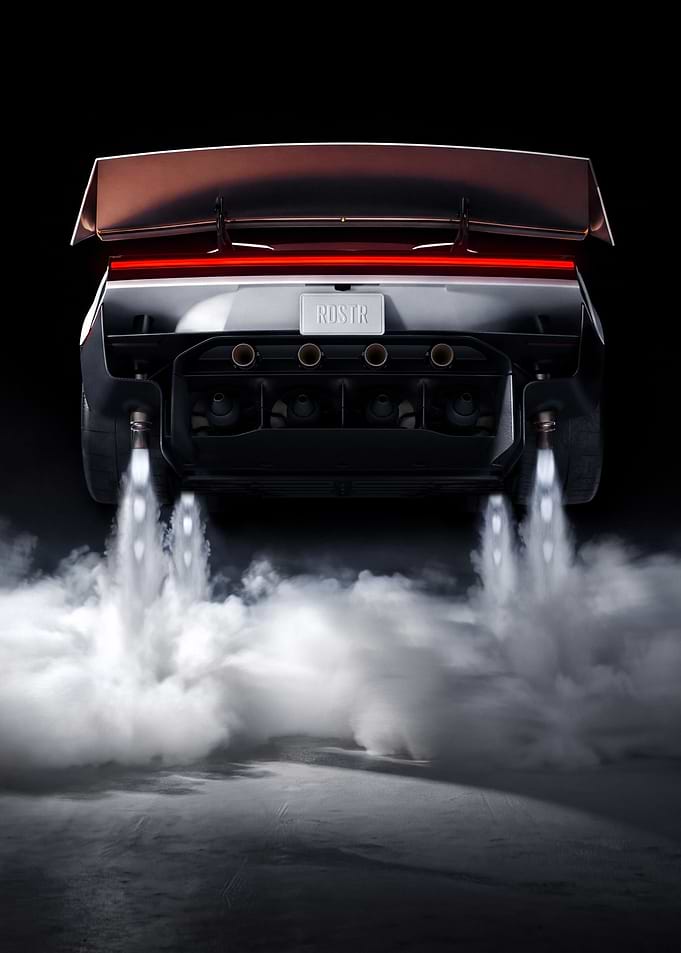 Futuristic Sports Car Launching Smoke