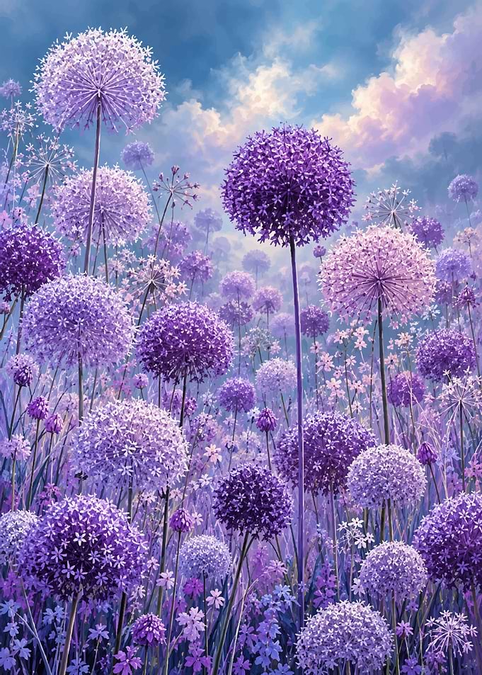 Vibrant Purple Allium Flower Field