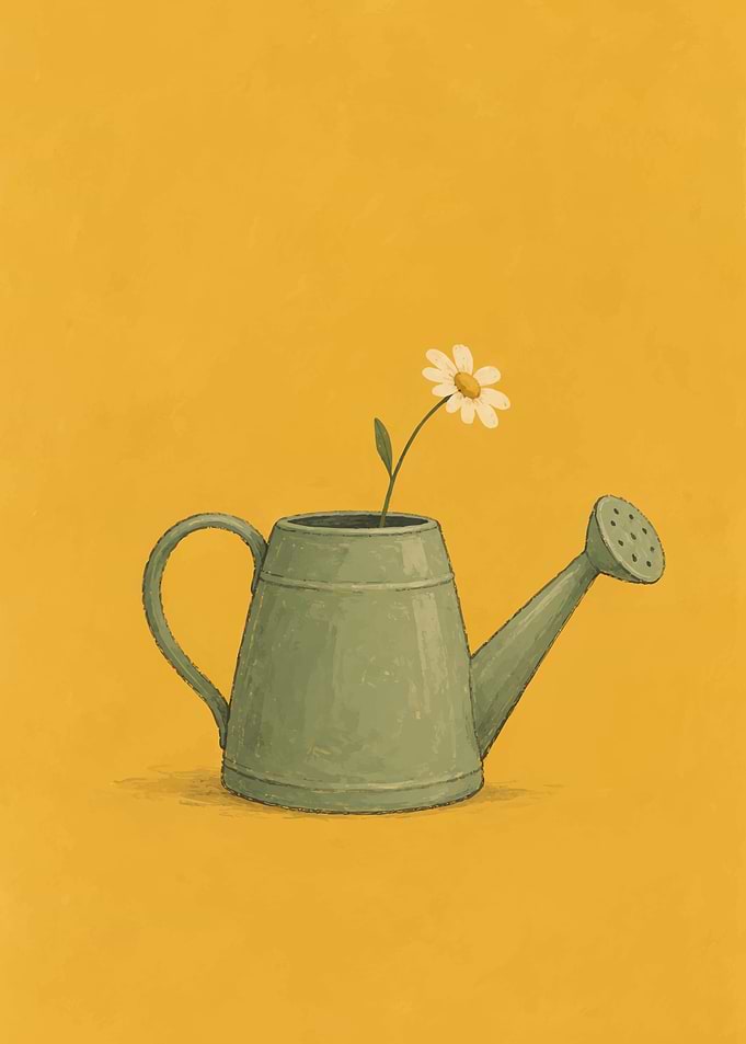 Daisy in a Green Watering Can