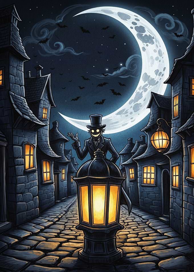 Spooky Night Lantern Gothic Art