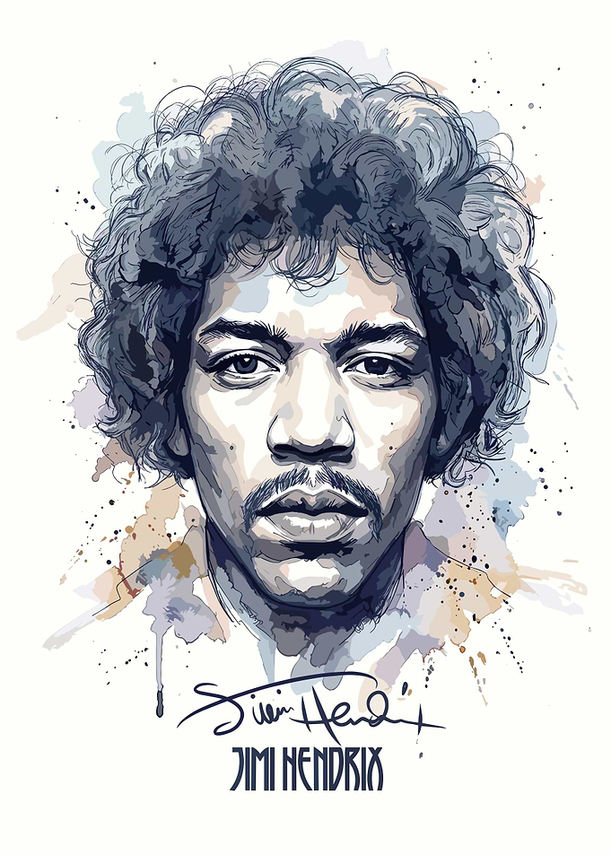 Jimi Hendrix Watercolor Portrait