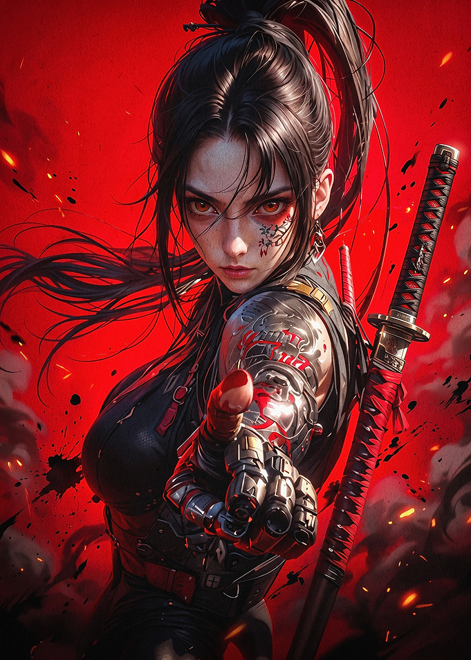 Cyber Samurai Girl Art