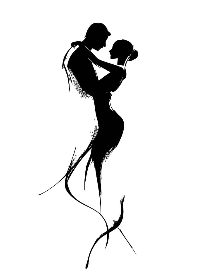 Minimalist Silhouette of Dancing Couple
