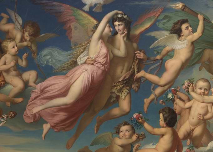 Classical Painting of Cupid and Psyche