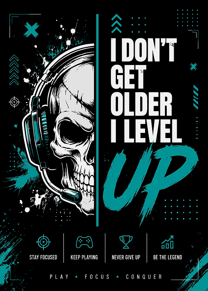 Gaming Skull Level Up Poster