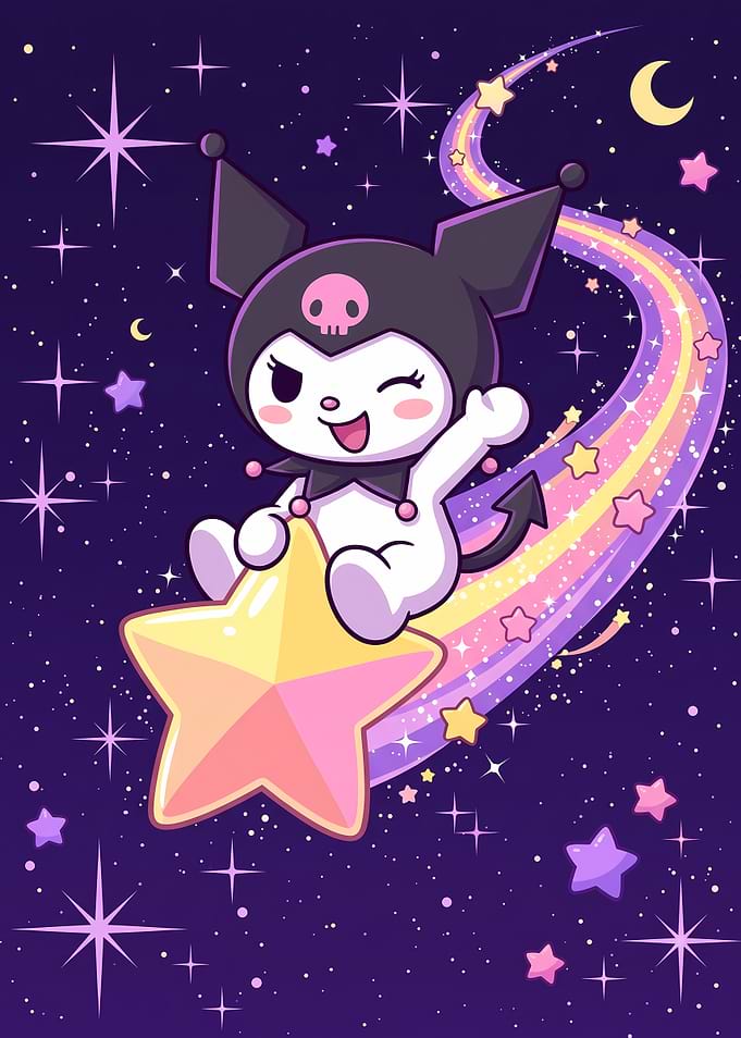 Kuromi Riding a Shooting Star