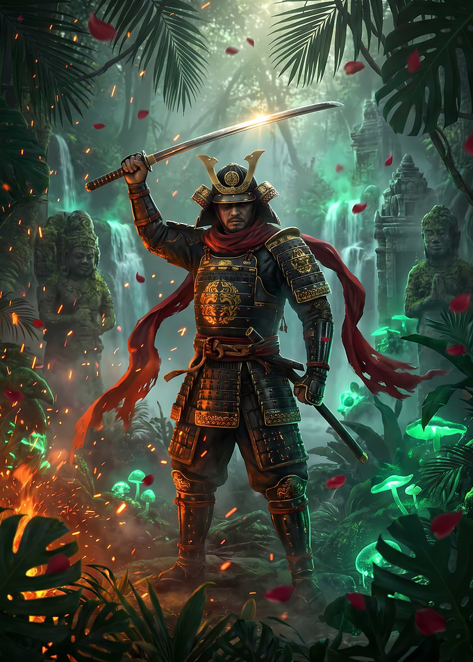 Samurai Warrior in Enchanted Jungle