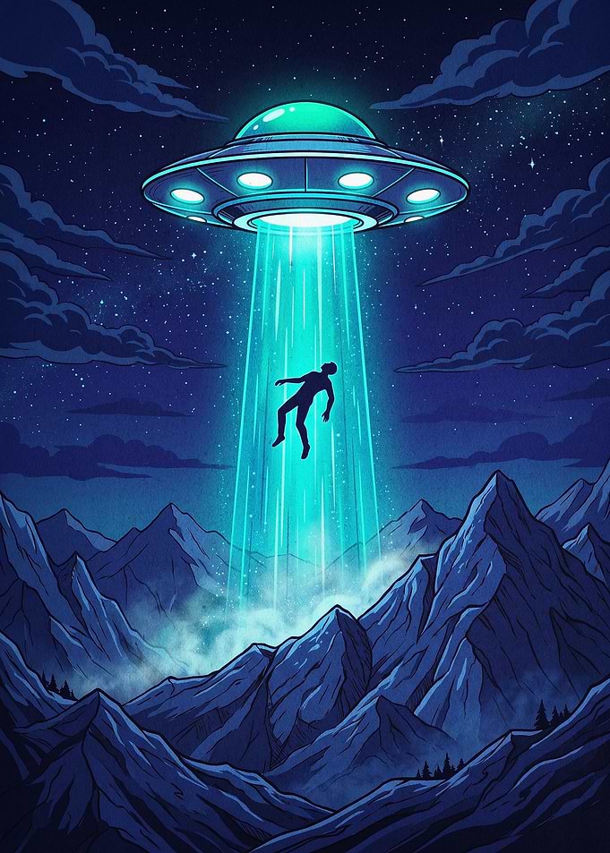 UFO Abduction Space Art Poster