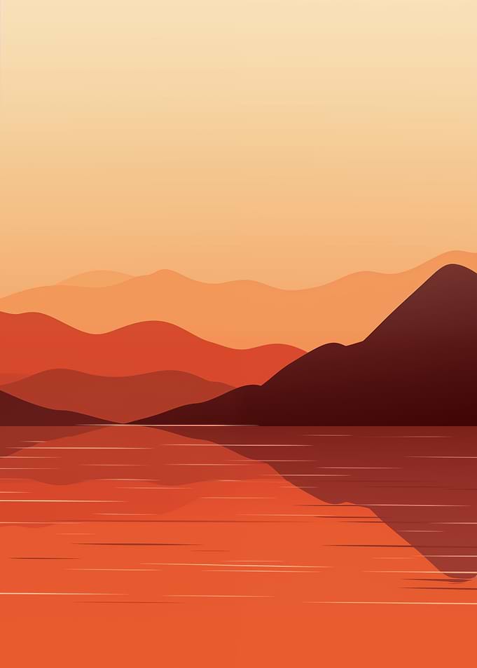 Minimalist Sunset Mountain Landscape