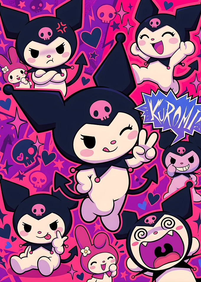 Kuromi and My Melody Collage
