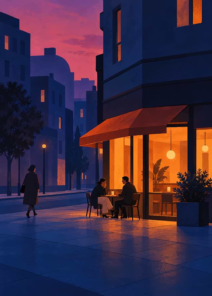 Evening Cafe Scene in City