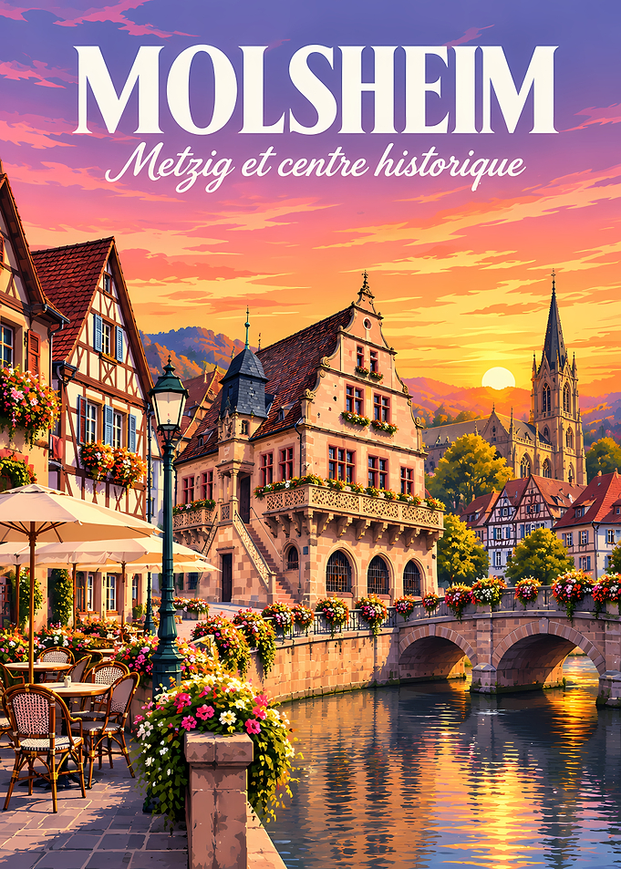 Molsheim Historic Center Travel Poster